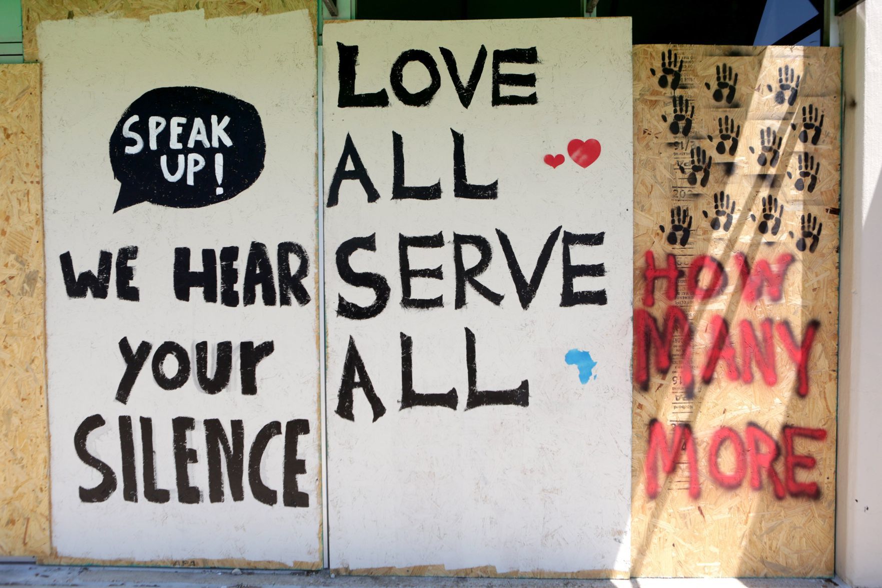 Black Lives Matter painted boards